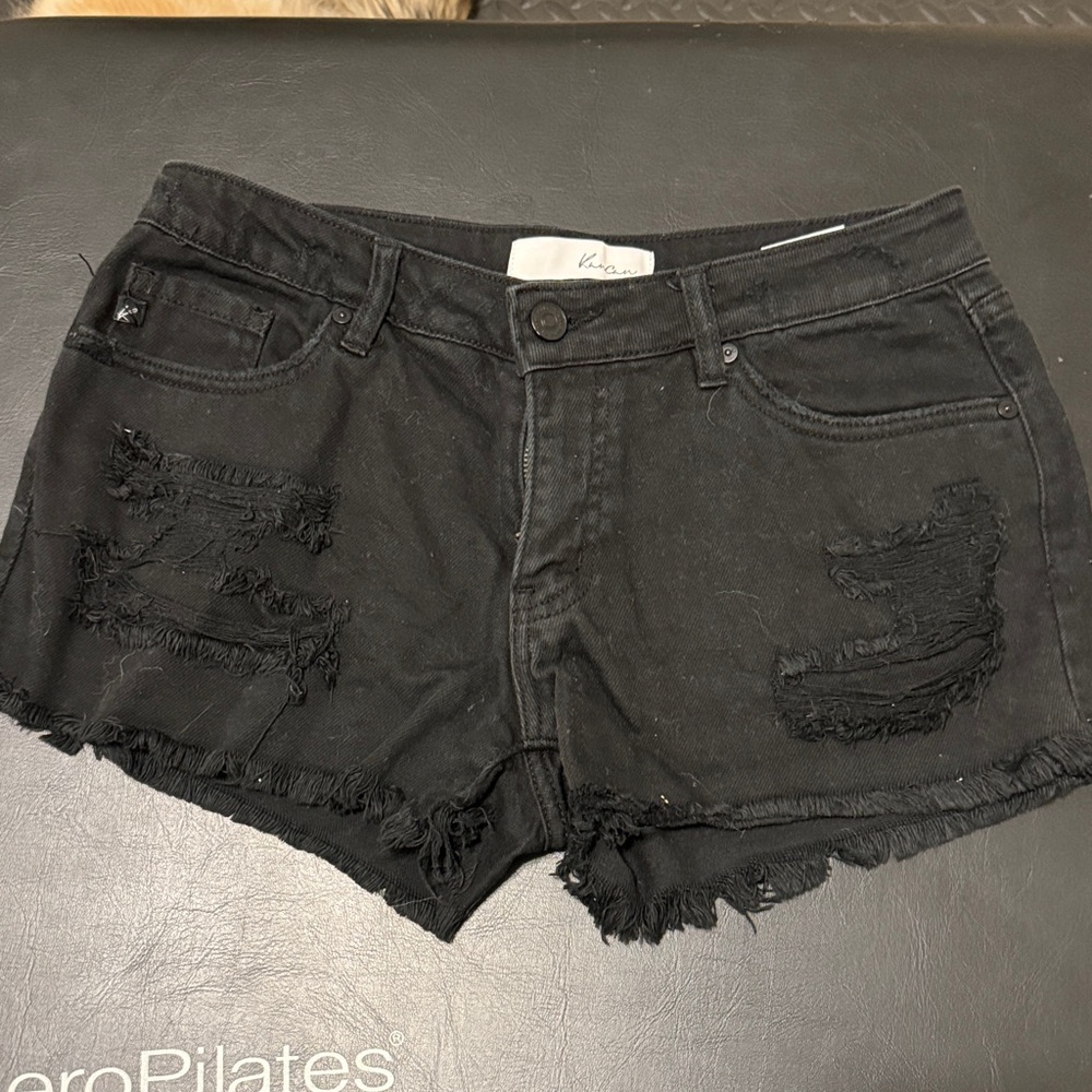 Women’s Black Distressed Denim Shorts